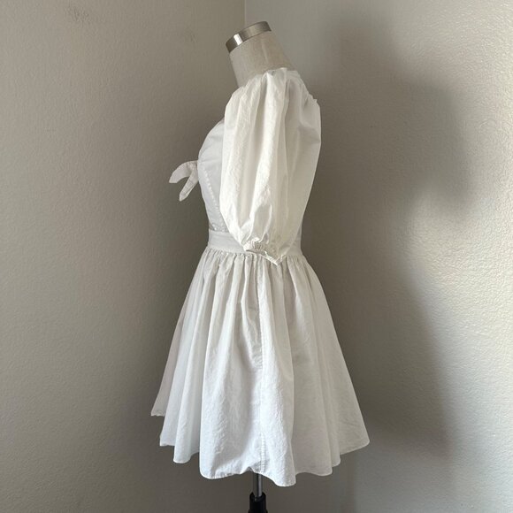 Rotate Birger Christensen Organic Cotton A Line Mini Dress Cutout Minimalist Whi - Picture 8 of 15